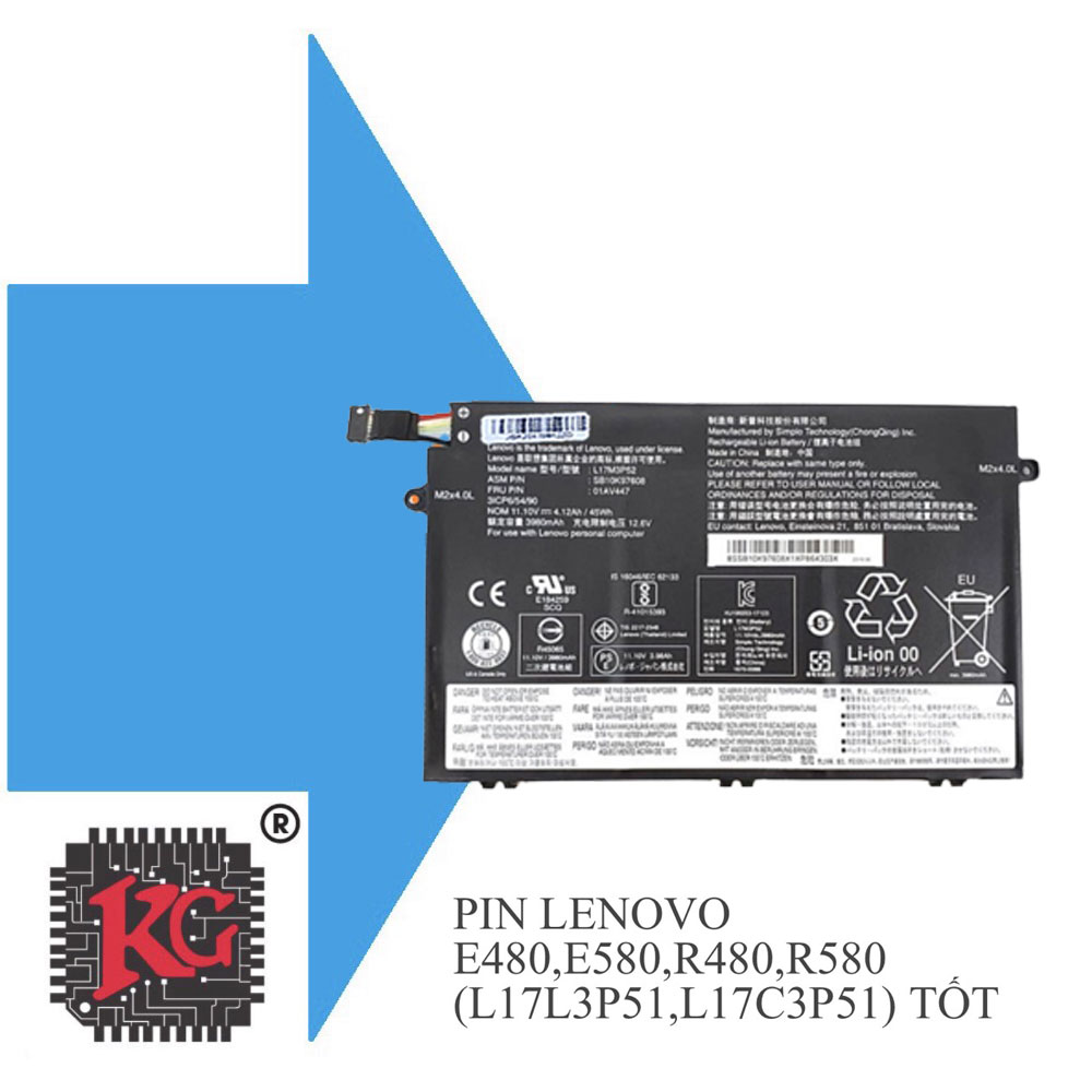 13 Thay pin Laptop Lenovo E480 E580 R480 R580 L17L3P51 L17C3P51