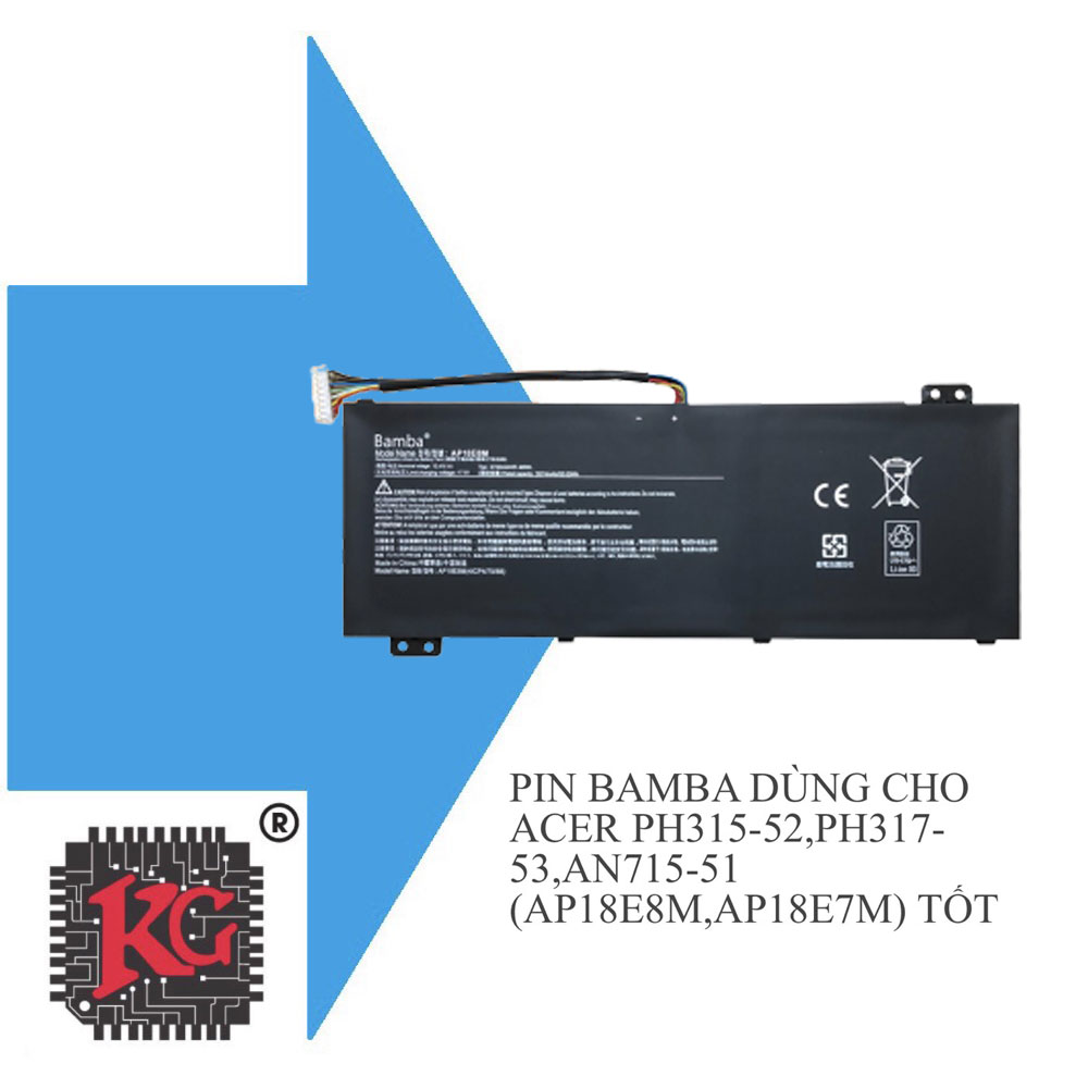14 Thay pin laptop Acer PH315-52, PH317-53, AN715-51 AP18E8M, AP18E7M