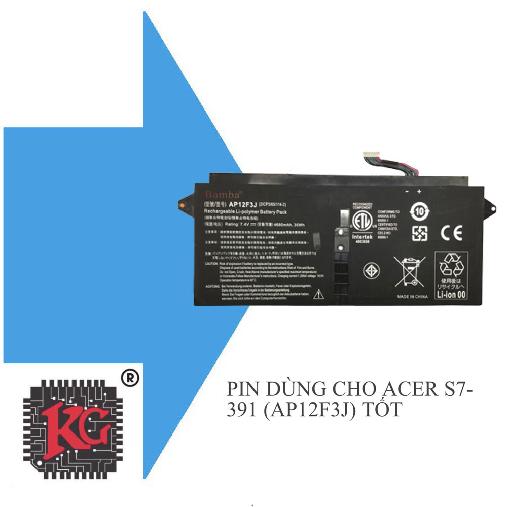 21 Thay pin laptop Acer S7-391, S7-393, S7-391-6413, 391-6468 AP12F3J