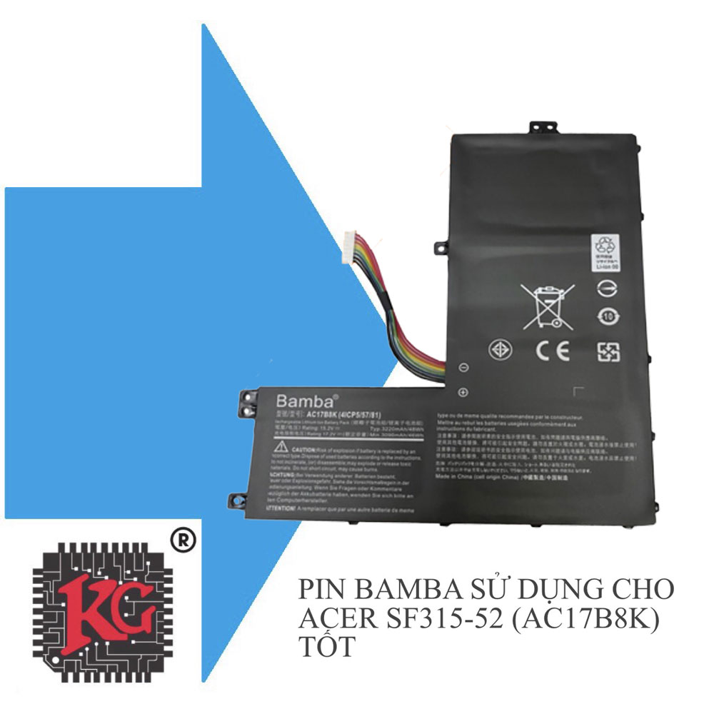 23 Thay pin laptop Acer SF315-52 ,SF315-52G-58R7, SF315-52G-55EW AC17B8K