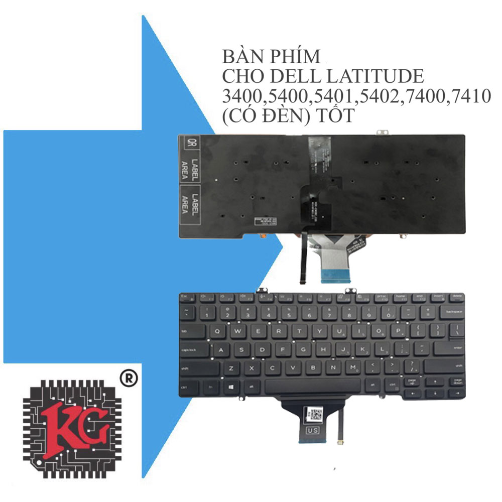 38 THAY BÀN PHÍM LAPTOP DELL LATITUDE 3400, 5400, 5401, 5402, 7400, 7410 CÓ ĐÈN
