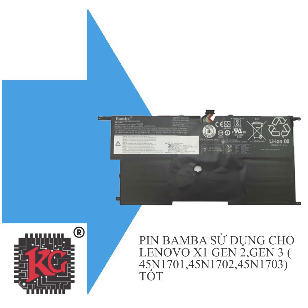 50 Thay pin Laptop Lenovo X1 Gen 2 Gen 3 45N1701