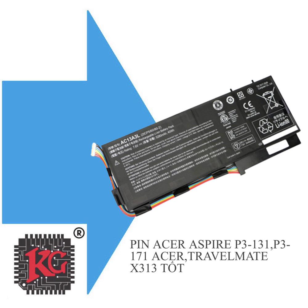 6 Thay pin laptop Acer Aspire P3-131, P3-171 Acer, Travelmate X313