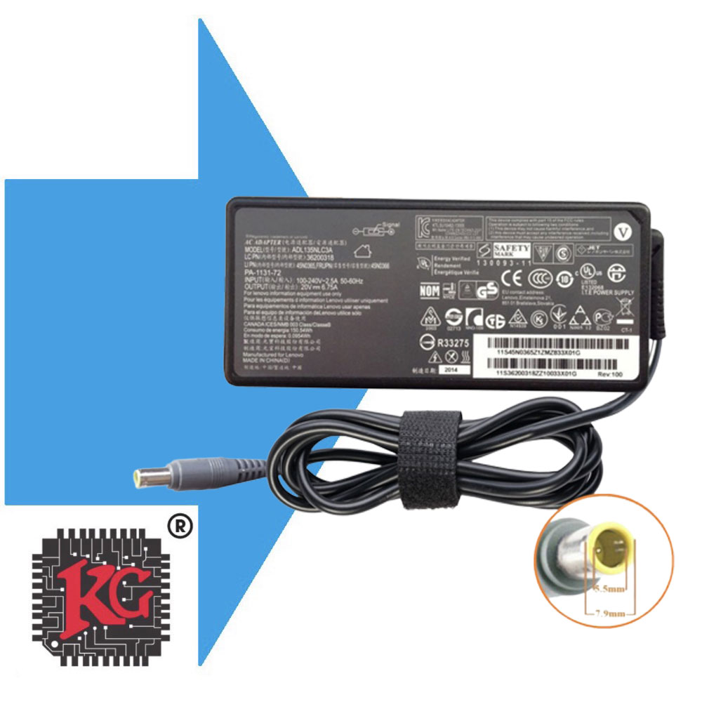 8 SẠC LAPTOP LENOVO 20V 6,75A (ĐẦU KIM)