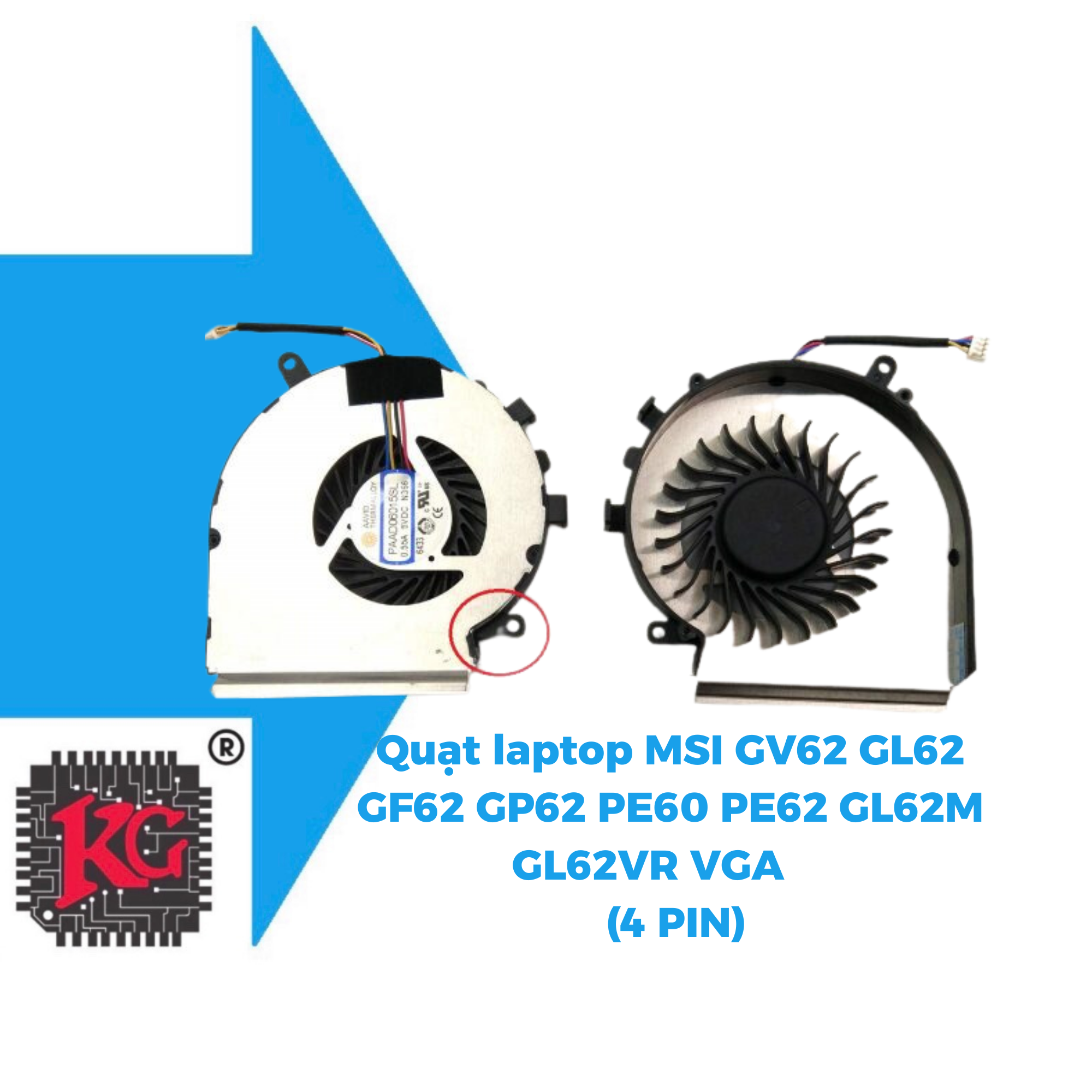 Ventilateur De Refroidissement Cpu Gpu Pour Msi Ge62Vr Gl62M Gp62Mvr