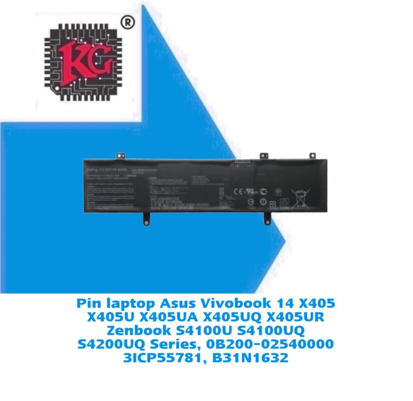 Thay Pin Laptop Asus Vivobook 14 X405 X405U X405UA X405UQ X405UR Zenbook S4100U S4100UQ S4200UQ Series, 0B200-02540000 3ICP55781, B31N1632 5 Thay Pin Laptop Asus Vivobook 14 X405 X405U X405UA X405UQ X405UR Zenbook S4100U S4100UQ S4200UQ Series, 0B200-02540000 3ICP55781, B31N1632