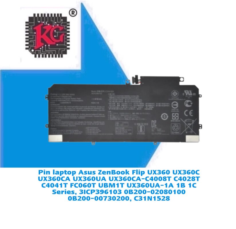 Thay Pin Laptop Asus ZenBook Flip UX360 UX360C UX360CA UX360UA UX360CA-C4008T C4028T C4041T FC060T UBM1T UX360UA-1A 1B 1C Series, 3ICP396103 0B200-02080100 0B200-00730200, C31N1528 5 Thay Pin Laptop Asus ZenBook Flip UX360 UX360C UX360CA UX360UA UX360CA-C4008T C4028T C4041T FC060T UBM1T UX360UA-1A 1B 1C Series, 3ICP396103 0B200-02080100 0B200-00730200, C31N1528